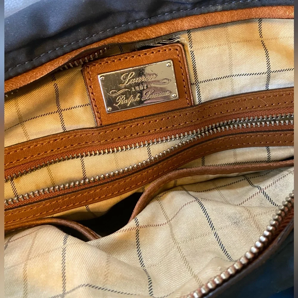 Lauren by Ralph Lauren Navy with Leather LXVII Crown Purse - Picture 4 of 9